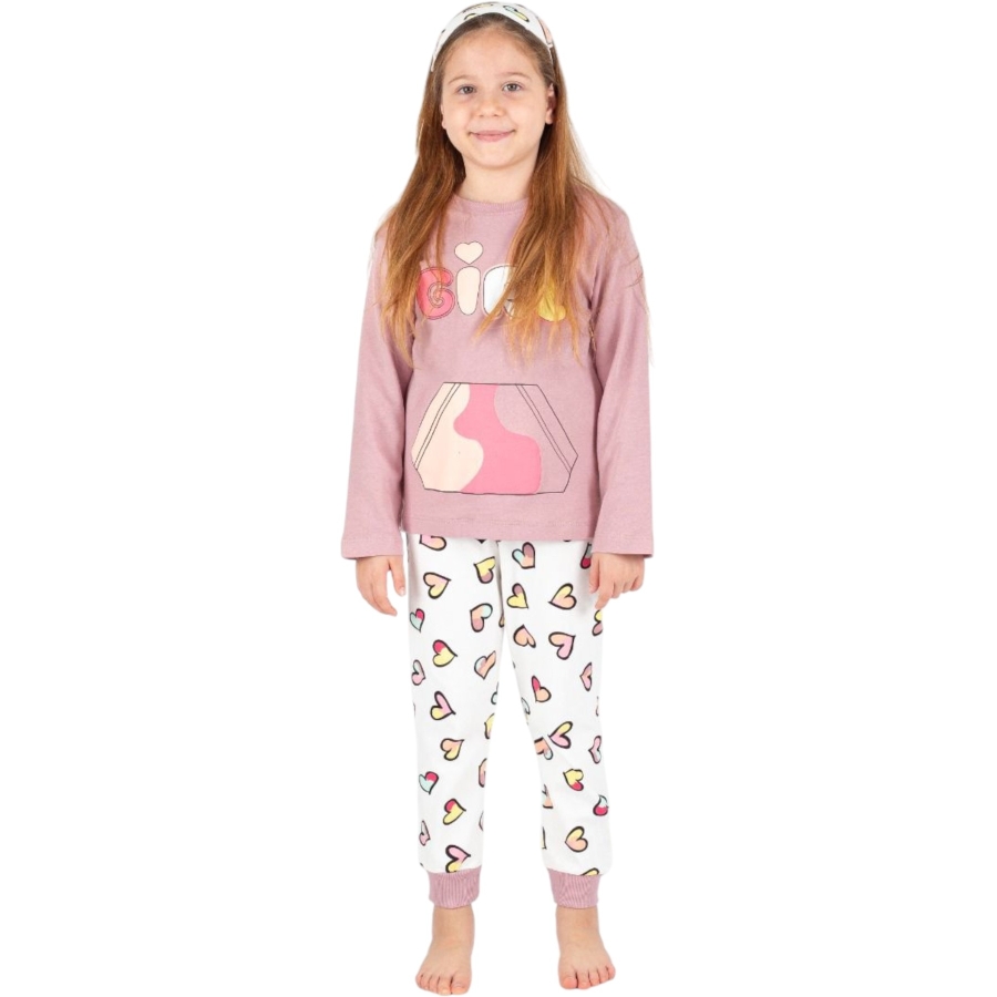 GIRL KALP BASKILI KIZ PİJAMA TAKIM 7/10 YAŞ