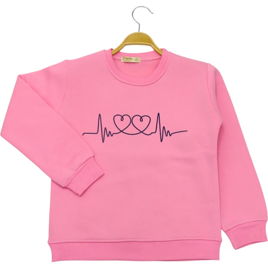 KALP BASKILI ÜÇ İP KIZ SWEAT 3/7 YAŞ