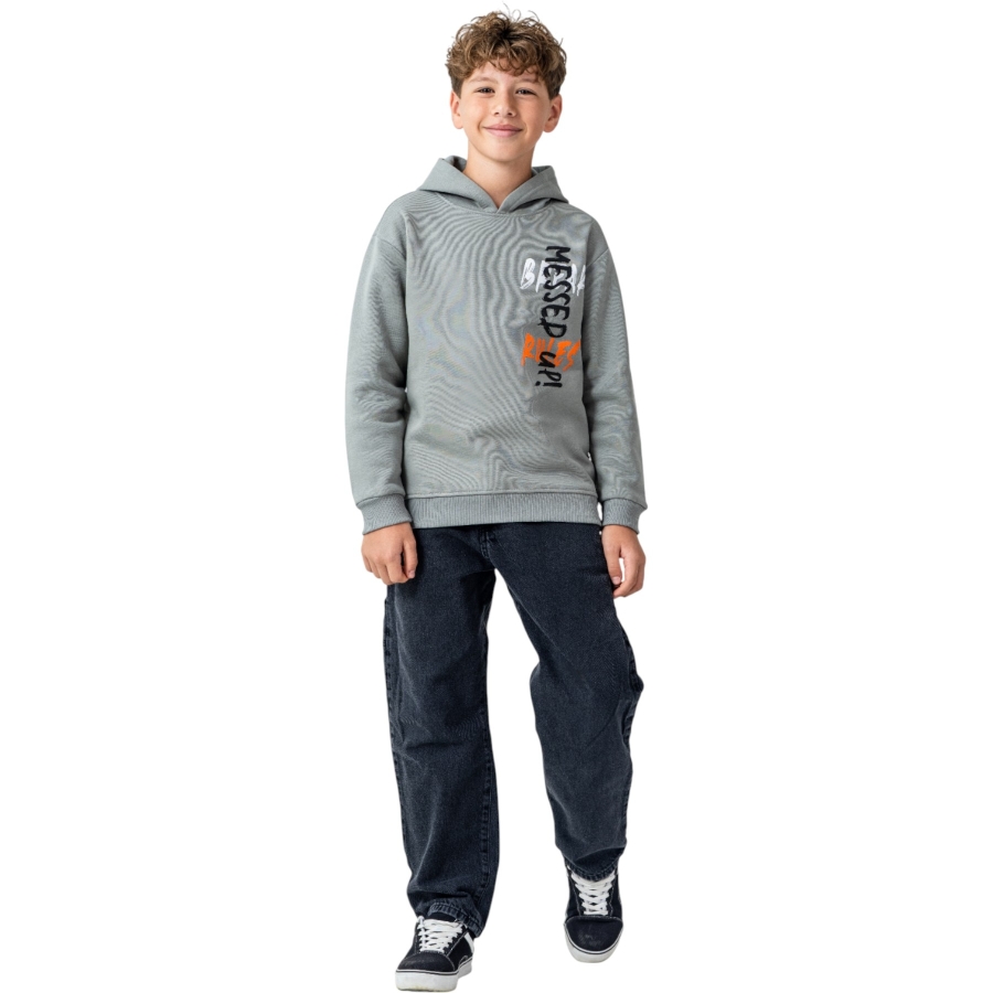 MESSED BASKILI KAPÜŞONLU ÜÇ İP SWEAT 7/10 YAŞ
