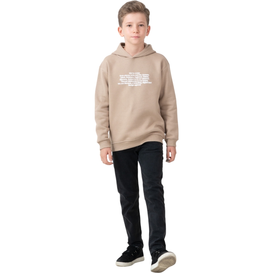 ÖN ARKA YAZI BASKILI KAPÜŞONLU ÜÇ İP ERKEK SWEAT 7/10 YAŞ