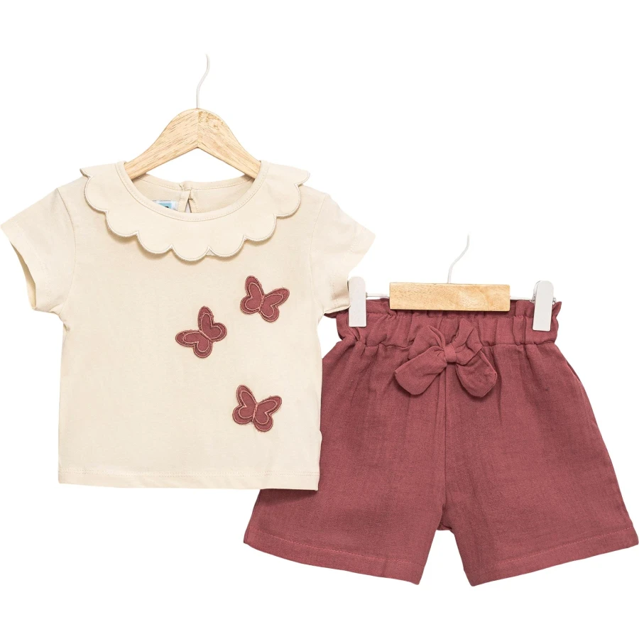 KELEBEK NAKIŞLI FİYONKLU KIZ TAKIM 2Y,3Y,4Y,5Y Kız