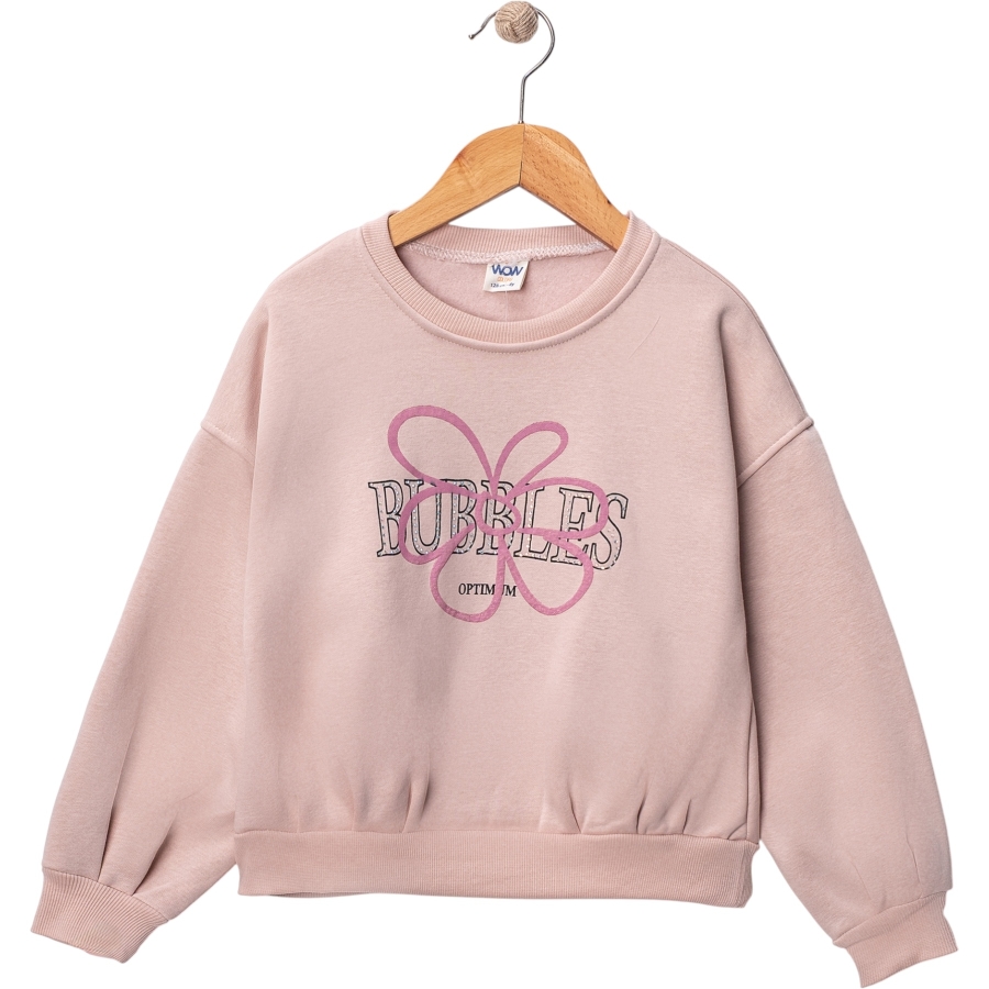 BUBBLES ÇİÇEK KABARTMA BASKILI ÜÇ İP KIZ SWEAT 5/8 YAŞ