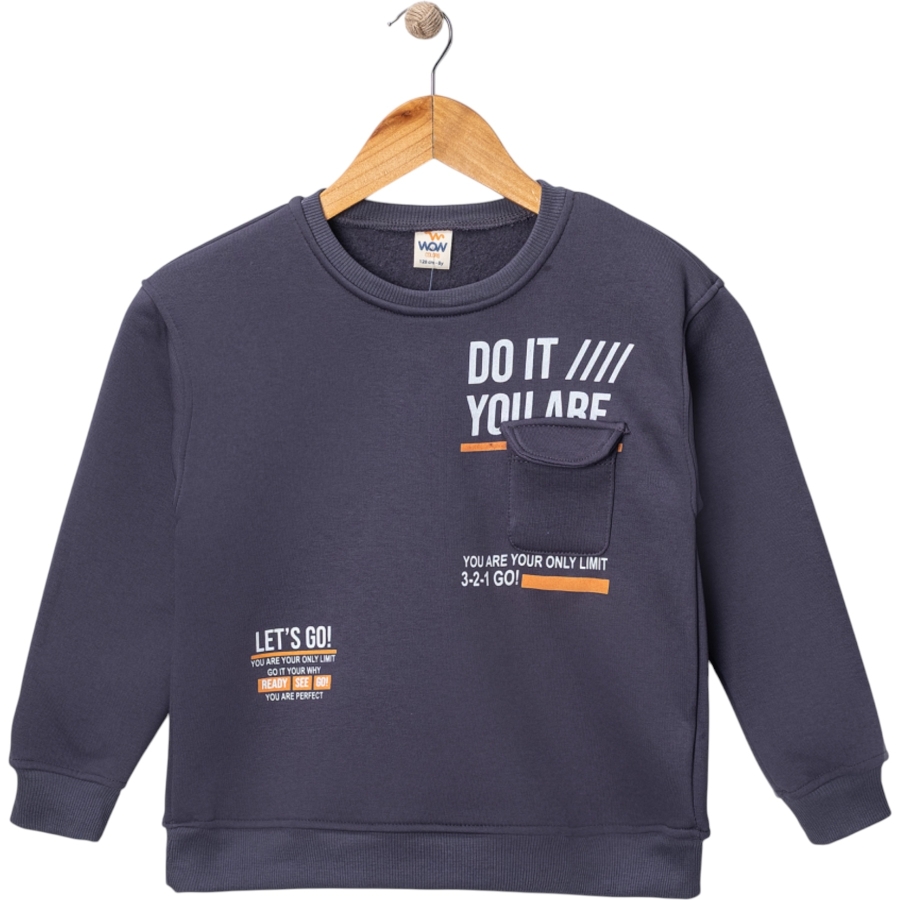 DO IT BASKILI CEPLİ ÜÇ İP ERKEK SWEAT 5/8 YAŞ