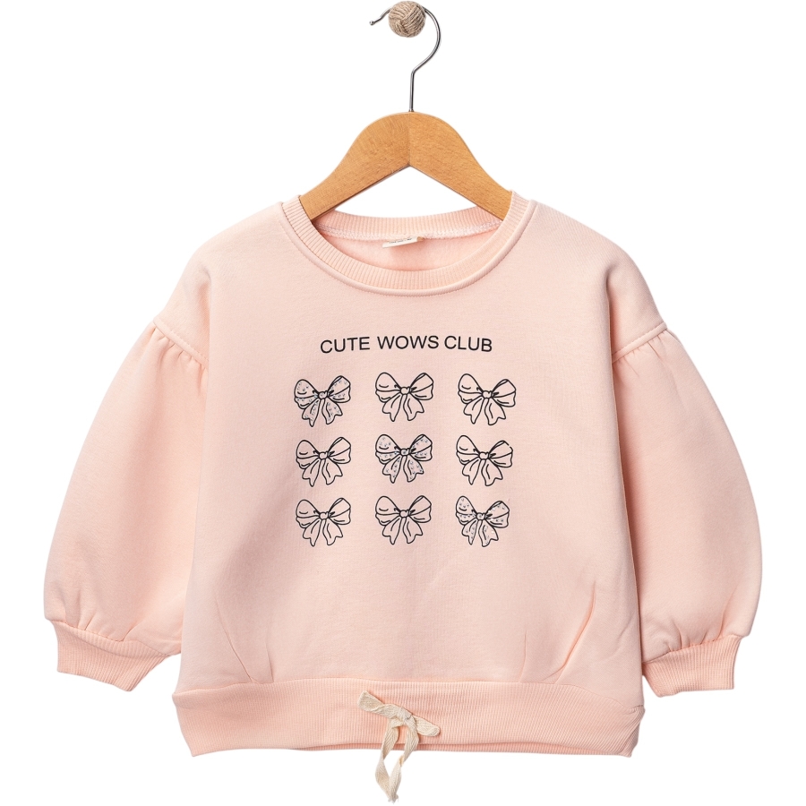 FİYONK BASKILI TAŞLI ÜÇ İP KIZ SWEAT 1/4 YAŞ