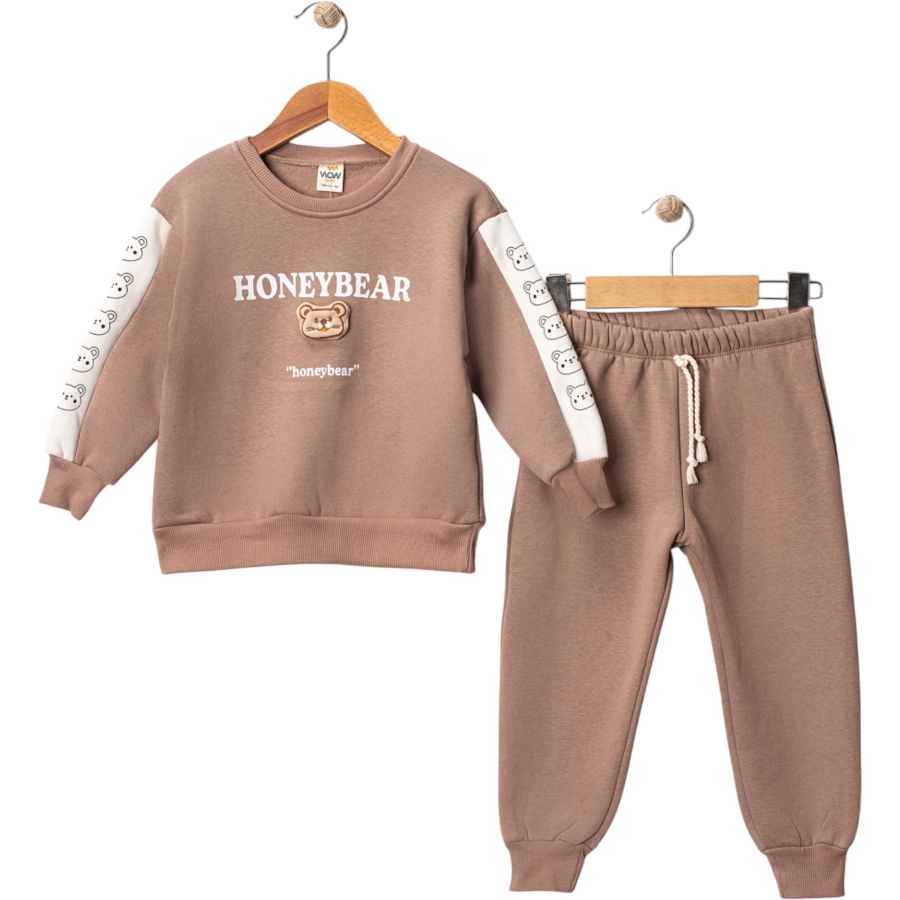 HONEY BEAR BASKILI ÜÇ İP ERKEK TAKIM 1/4 YAŞ
