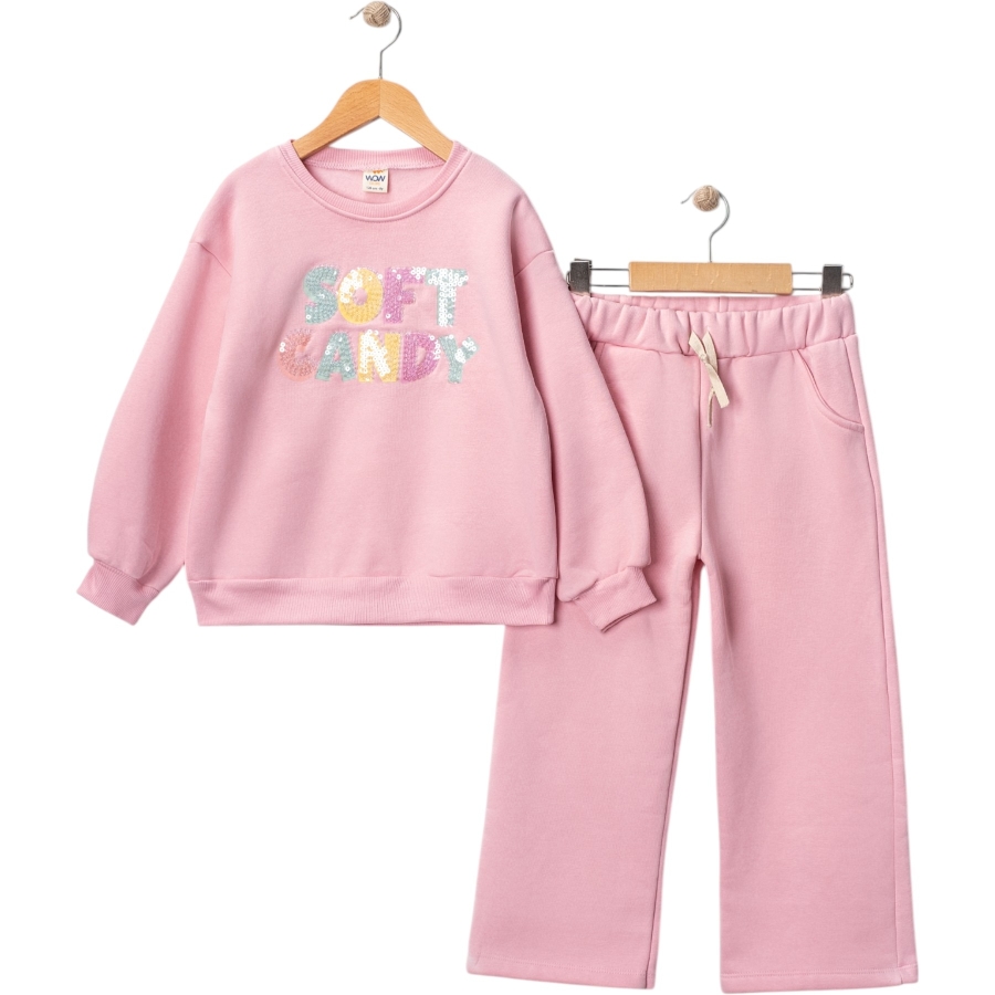 SOFT CANDY PUL NAKIŞLI ÜÇ İP KIZ TAKIM 5/8 YAŞ