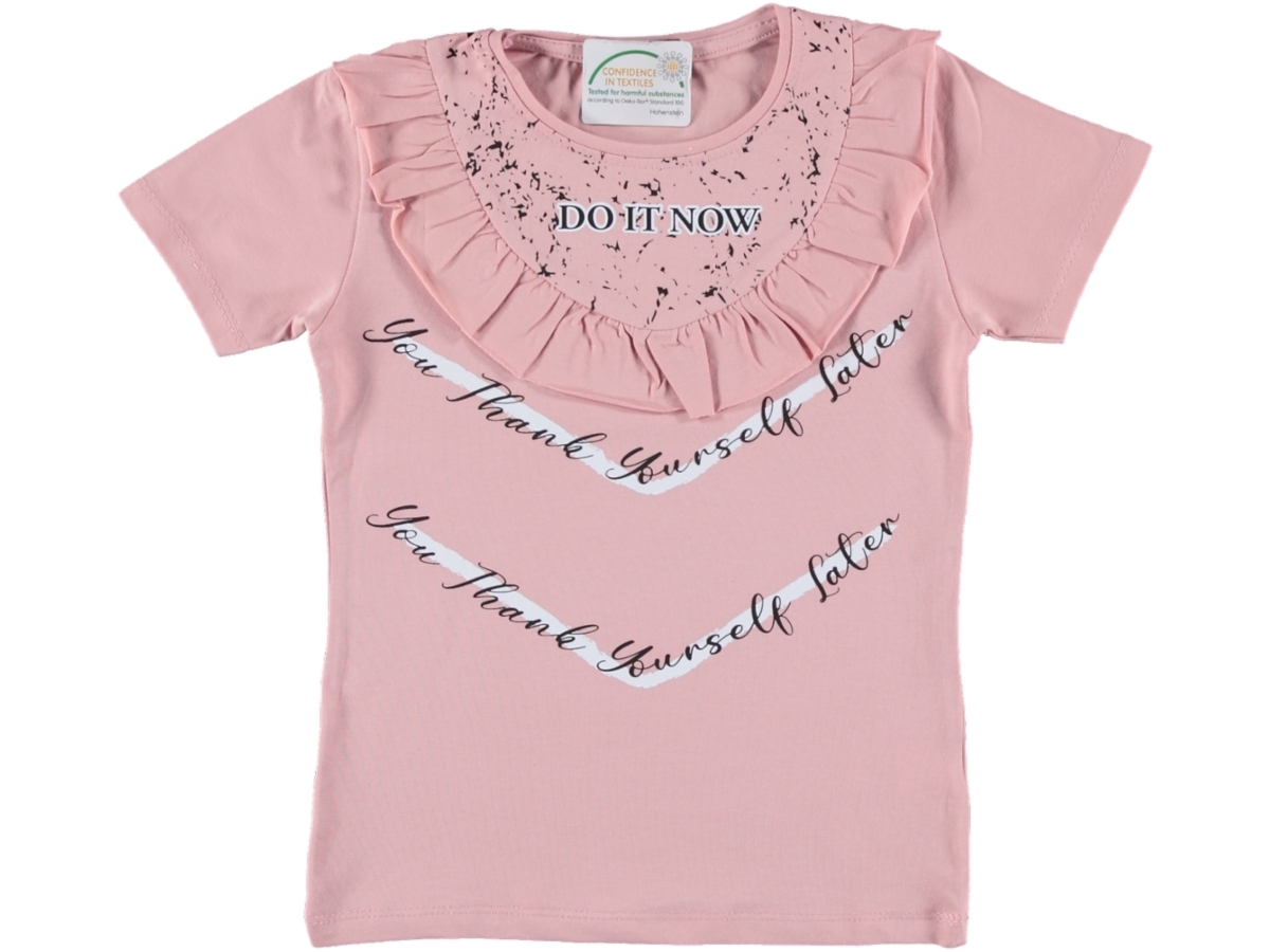 KIZ 5/8 YAŞ ÖN FIRFIRLI BASKILI TSHIRT
