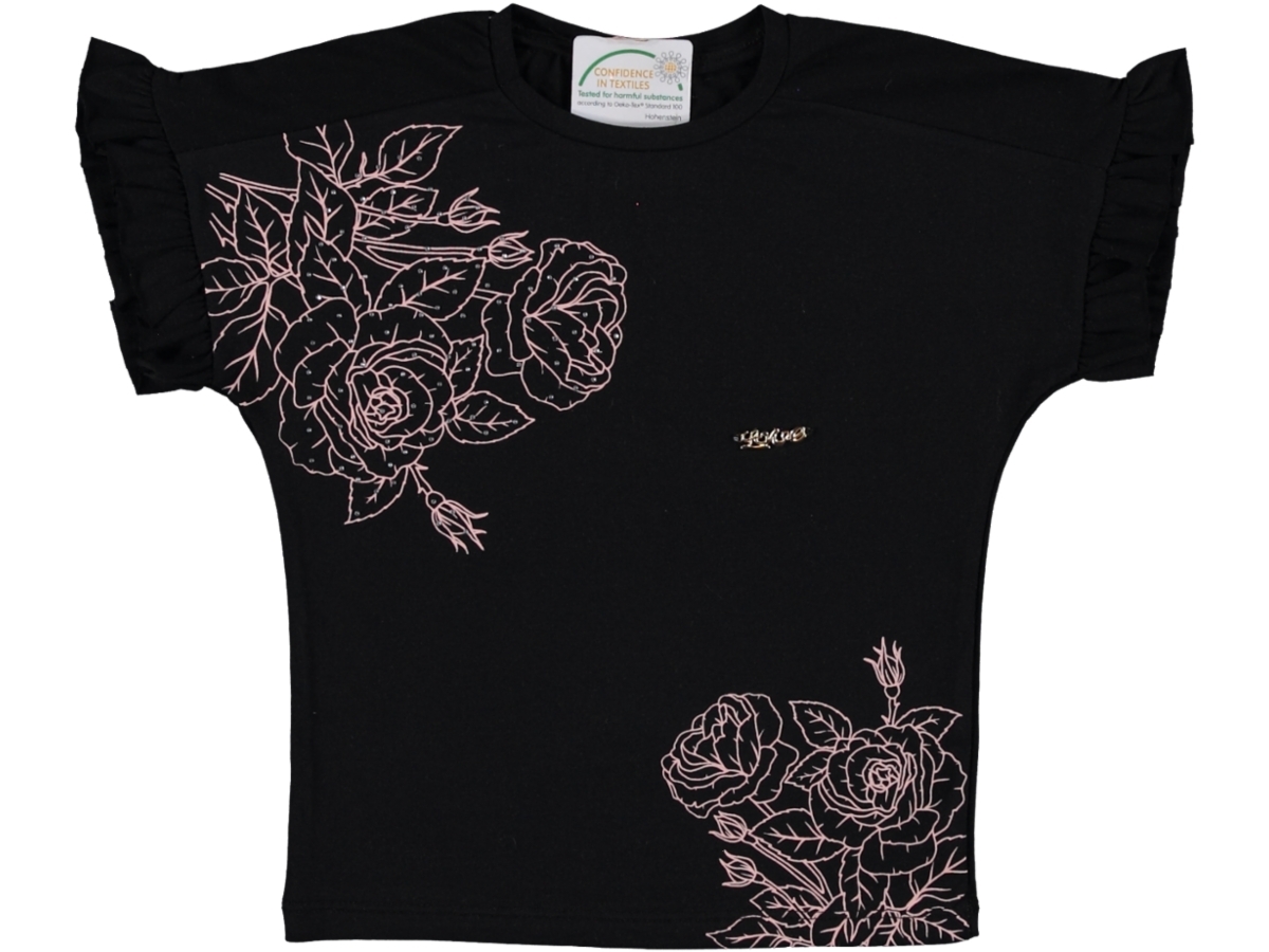 KIZ 5/8 YAŞ YARASA KOL ÇİÇEKLİ TSHIRT