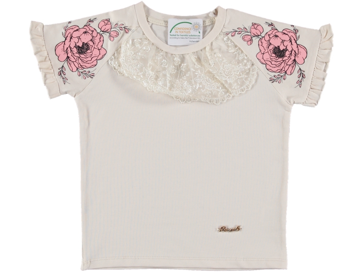 KIZ 9/12 YAŞ YARASA KOL ÇİÇEKLİ TSHIRT