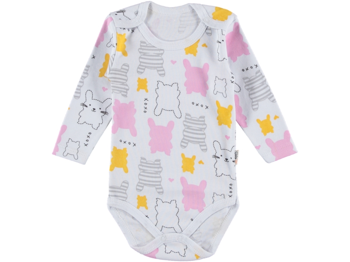KIZ BEBEK TAVSAN DESENLİ UZUN KOLLU BADİ 3/6 YAŞ