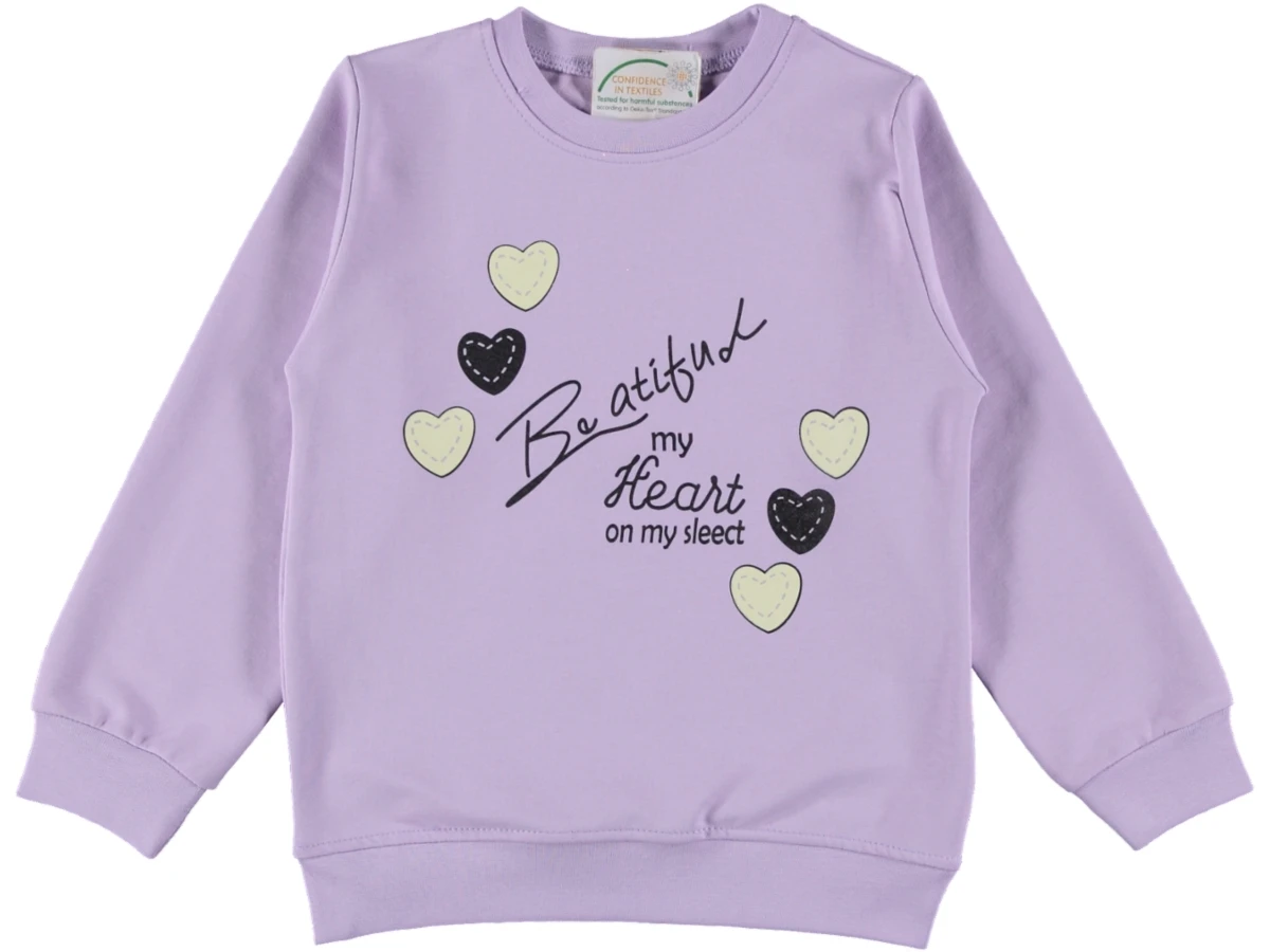 BEATİFUL KALP BASKILI İKİ İP KIZ SWEAT 3/7 YAŞ