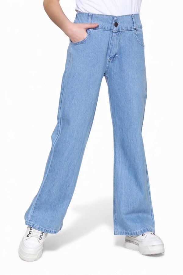 BUZ MAVİ COTTON PALAZZO KIZ PANTOLON 6/10 YAŞ