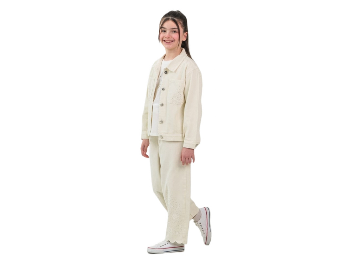 KIZ ÇOCUK CEP PAÇA NAKIŞLI CEKETLİ TAKIM 5/8 YAŞ