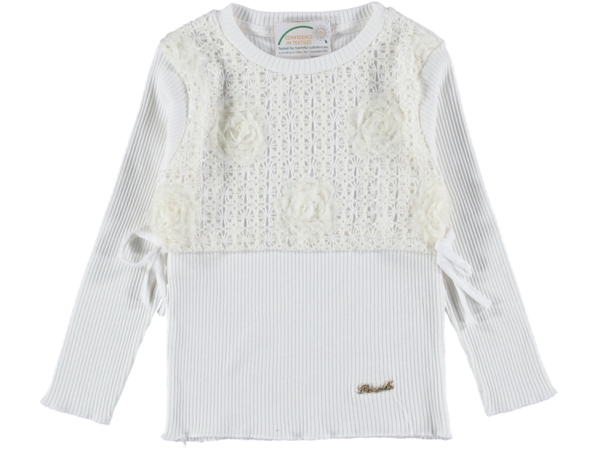 KIZ ÇOCUK DANTEL GÜL DESEN RAPORLU SWEAT 9/12 YAŞ