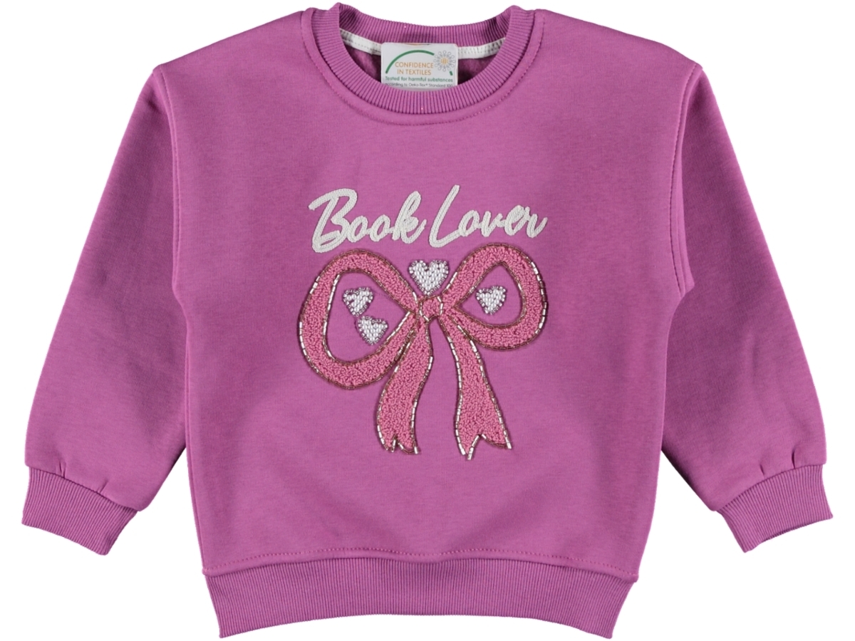 KIZ ÇOCUK FİYONK TAŞ BASKILI ÜÇ İP SWEAT 5/8 YAŞ