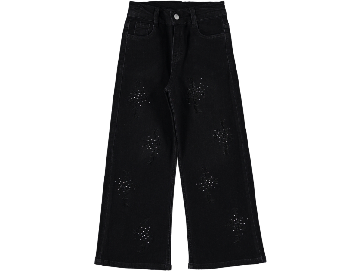 KIZ ÇOCUK NAKIŞ DETAYLI KOT PANTALON 13/16 YAŞ
