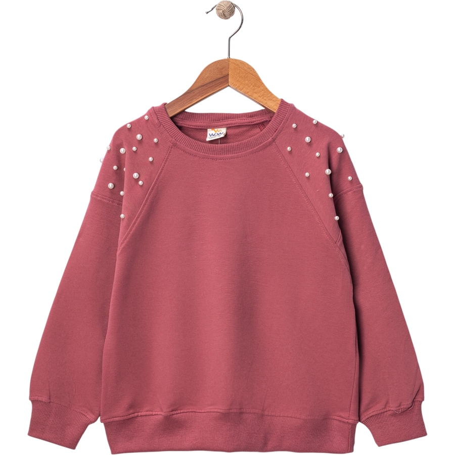OMUZ İNCİ BASKILI İKİ İP KIZ SWEAT 5/8 YAŞ