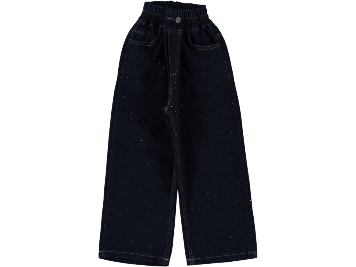 SERPME TAŞ BASKILI KIZ KOT PANTOLON 11/15 YAŞ