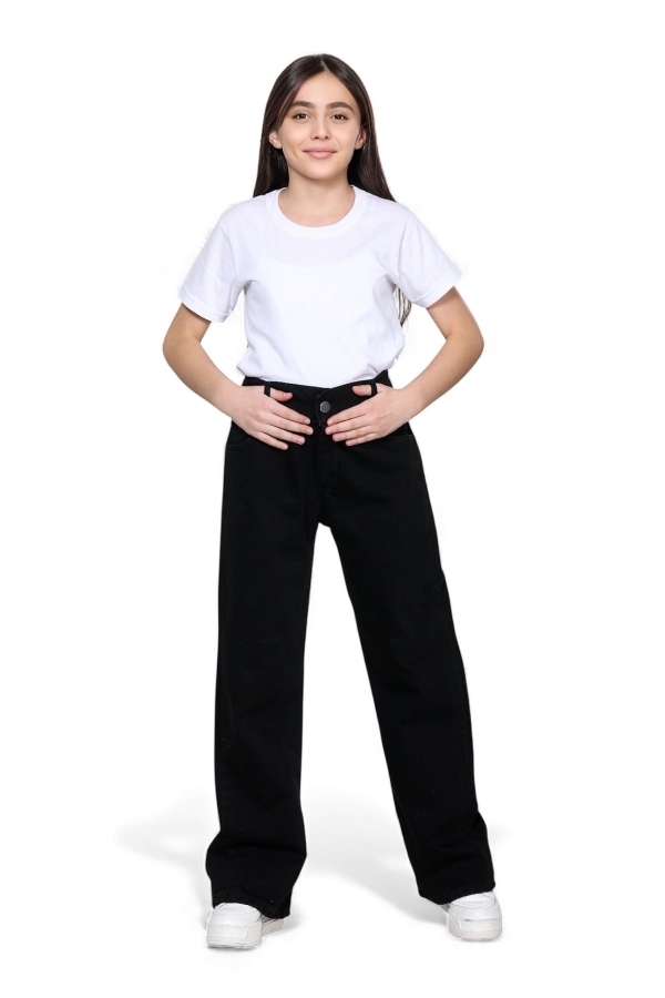 SİYAH COTTON PALAZZO KIZ PANTOLON 6/10 YAŞ