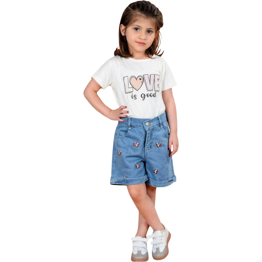 KIZ ÇOÇUK ŞORT KELEBEKLİ  5Y,7Y,9Y,11Y,13Y Kız