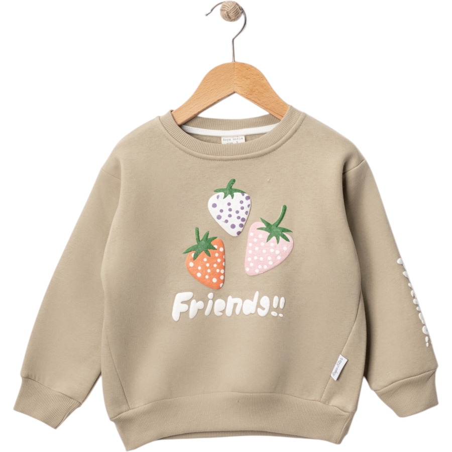 ÇİLEK BASKILI ÜÇ İP KIZ SWEAT 3/6 YAŞ