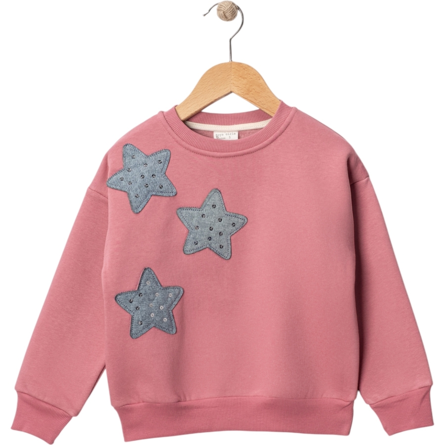 YILDIZ NAKIŞLI ÜÇ İP KIZ SWEAT 3/6 YAŞ