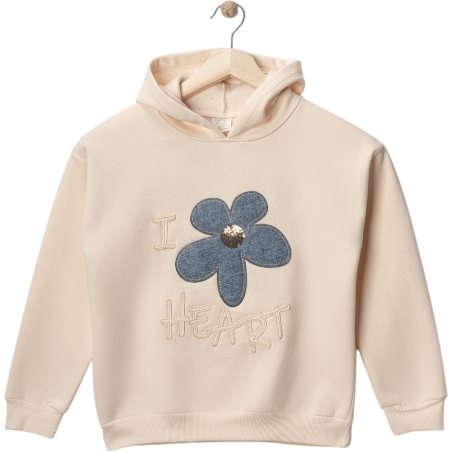 HEART ÇİÇEK NAKIŞLI ÜÇ İP SWEAT 7/10 YAŞ