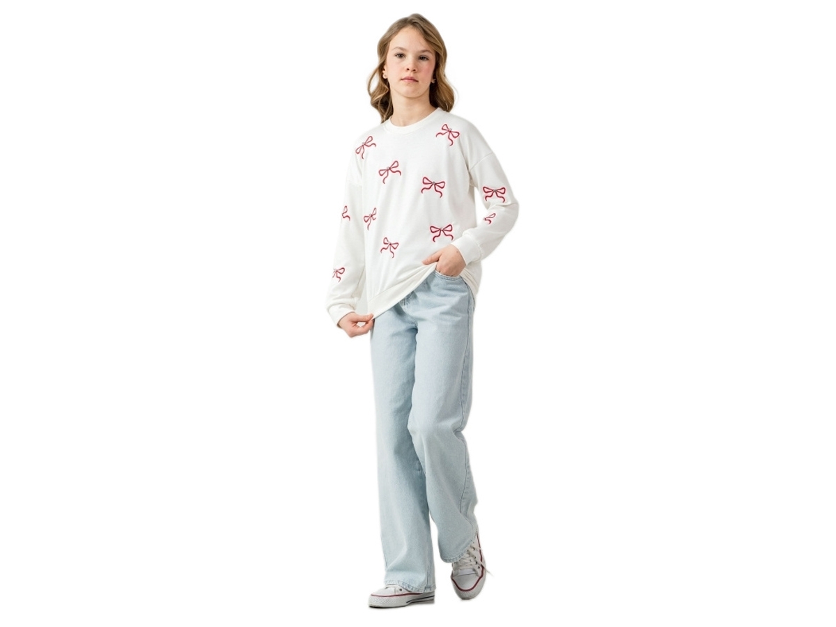 TAŞLI KURDALE BASKILI KIZ SWEAT 10/14 YAŞ