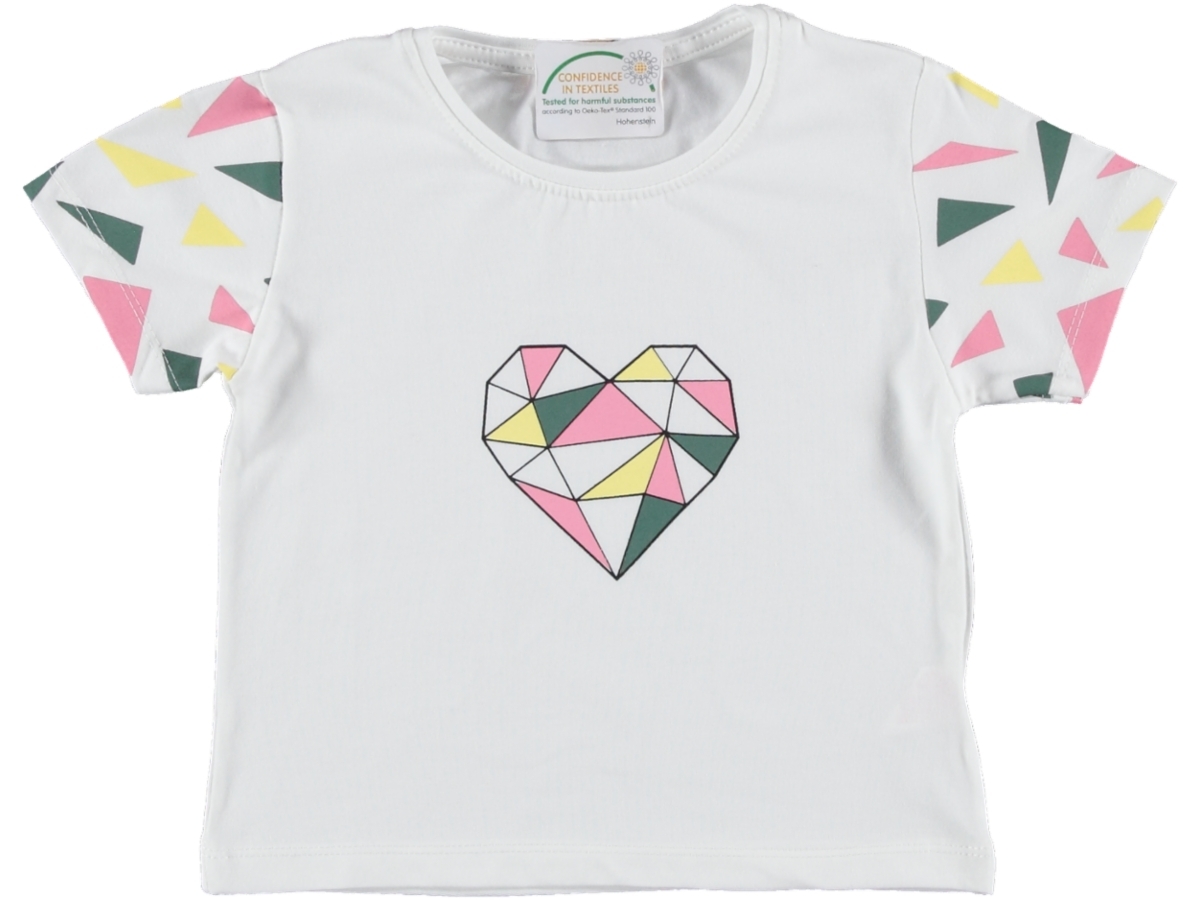 KIZ ÖN KALP VE KOLLARI BASKILI TSHIRT 5/8 YAŞ