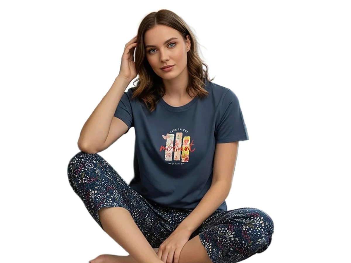 KOMPAK PENYE KAPRİLİ BAYAN PİJAMA TAKIM S/2XL