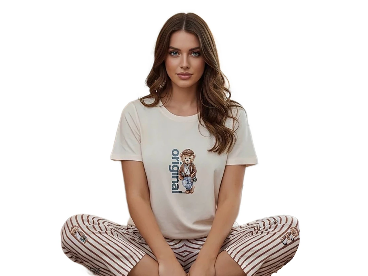 KOMPAK PENYE KAPRİLİ BAYAN PİJAMA TAKIM S/2XL