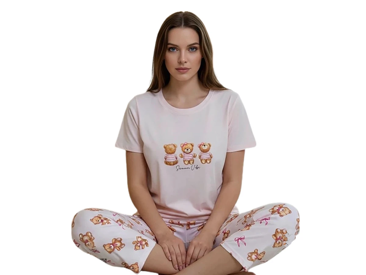  KOMPAK PENYE KAPRİLİ BAYAN PİJAMA TAKIM S/2XL