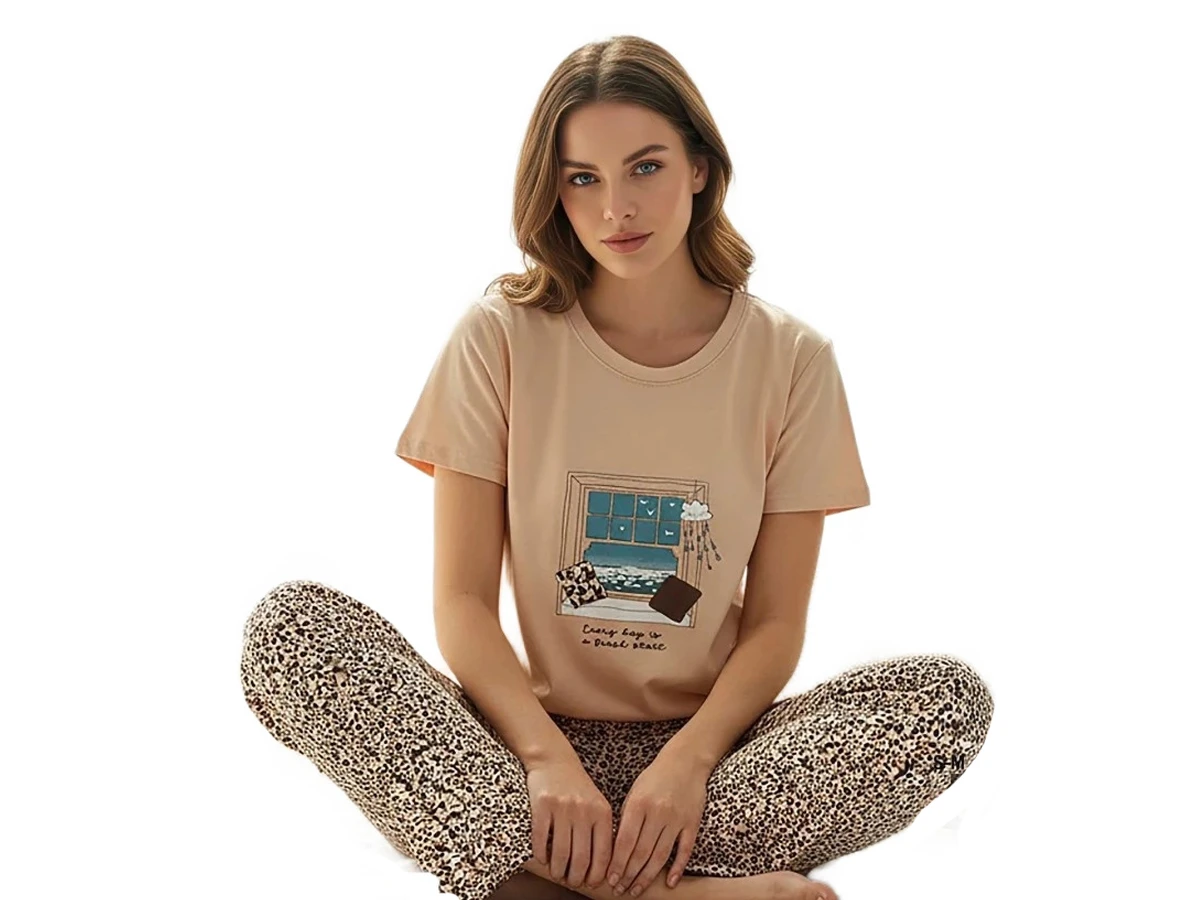 KOMPAK PENYE KISA KOL ALT UZUN BAYAN PİJAMA TAKIM S/2XL