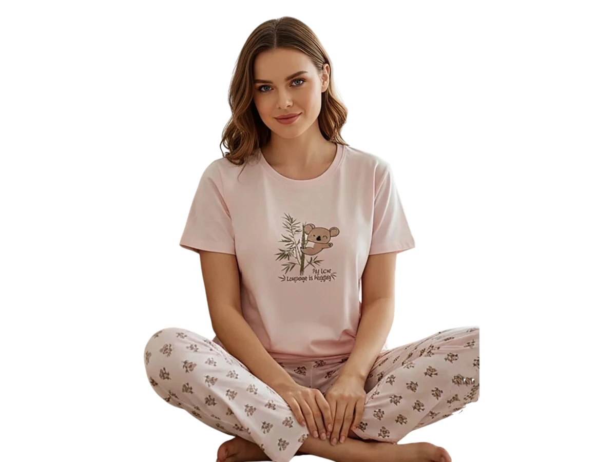 KOMPAK PENYE KISA KOL ALT UZUN BAYAN PİJAMA TAKIM S/2XL