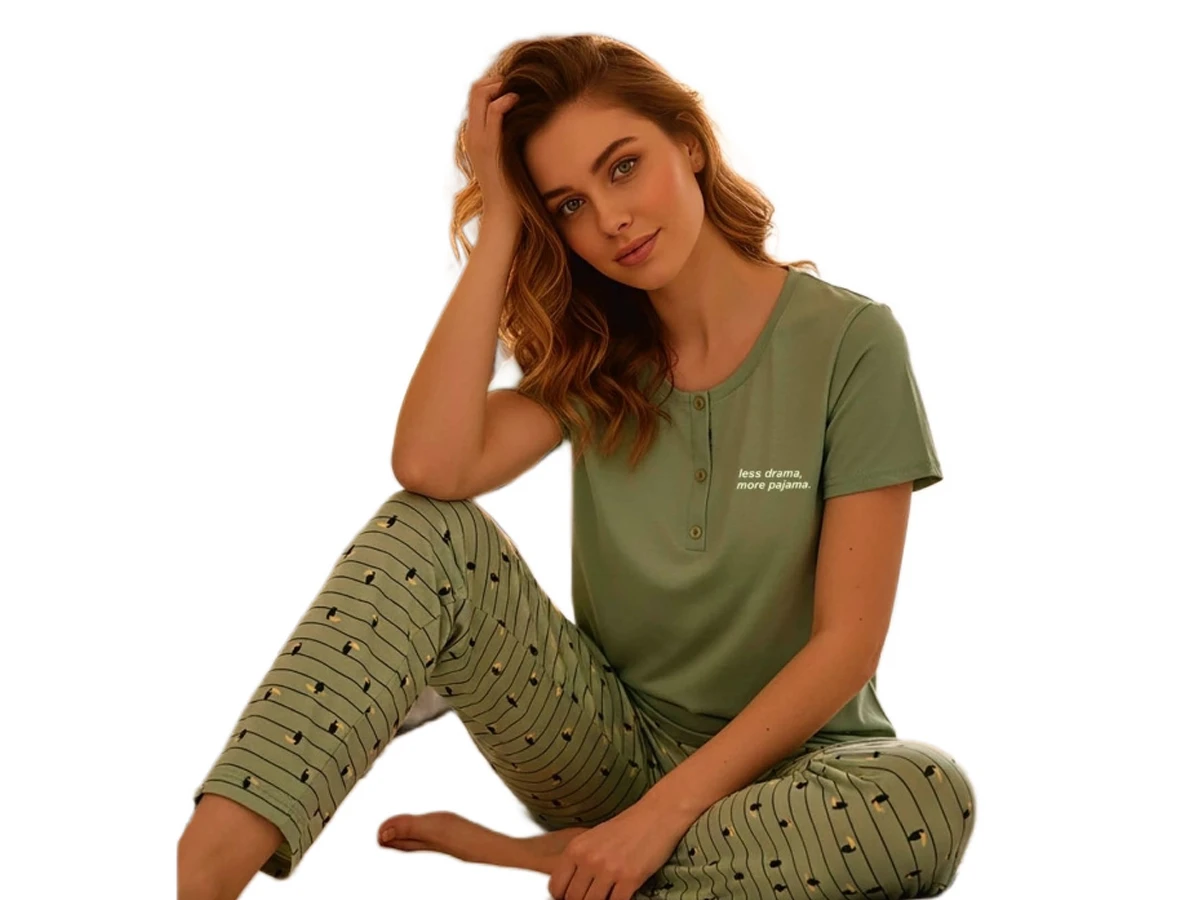 KOMPAK PENYE KISA KOL BAYAN PİJAMA TAKIM S/2XL