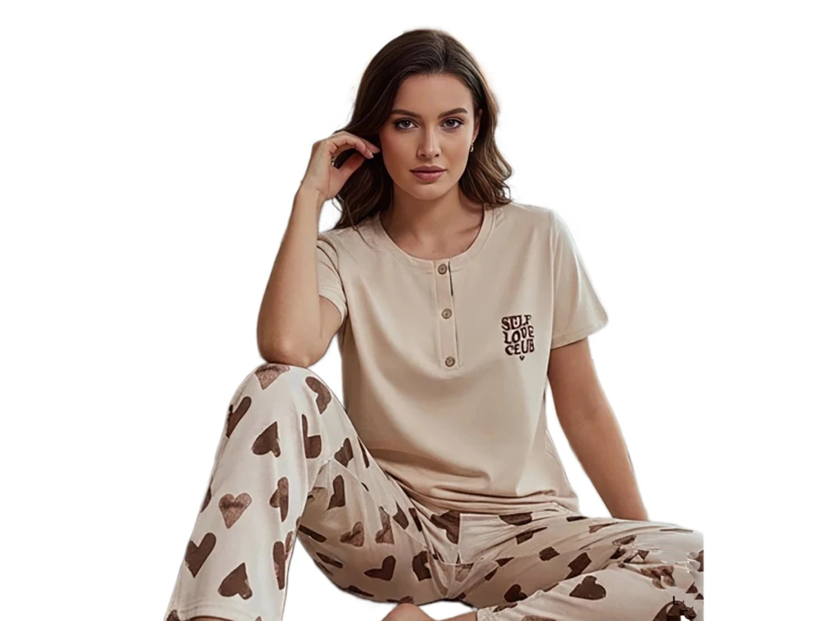 KOMPAK PENYE KISA KOL BAYAN PİJAMA TAKIM S/2XL