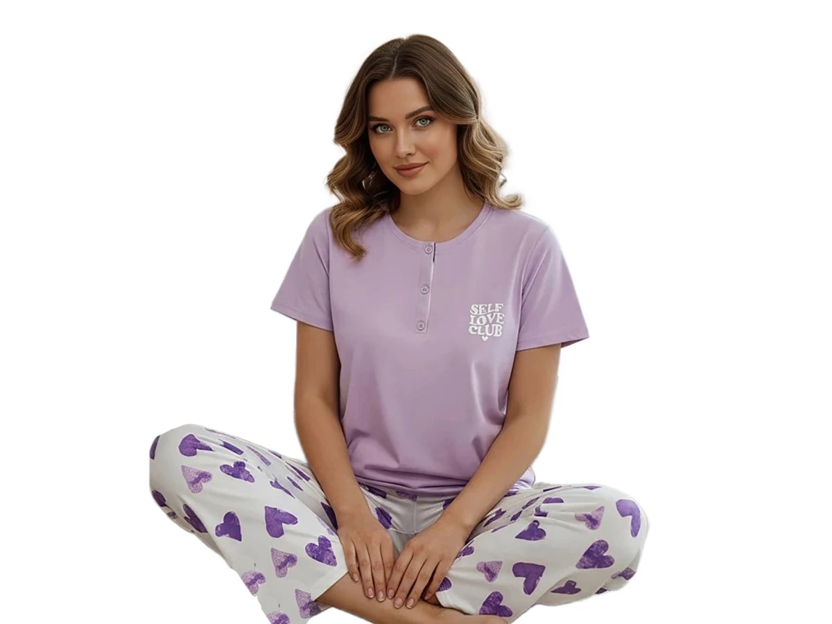 KOMPAK PENYE KISA KOL BAYAN PİJAMA TAKIM S/2XL