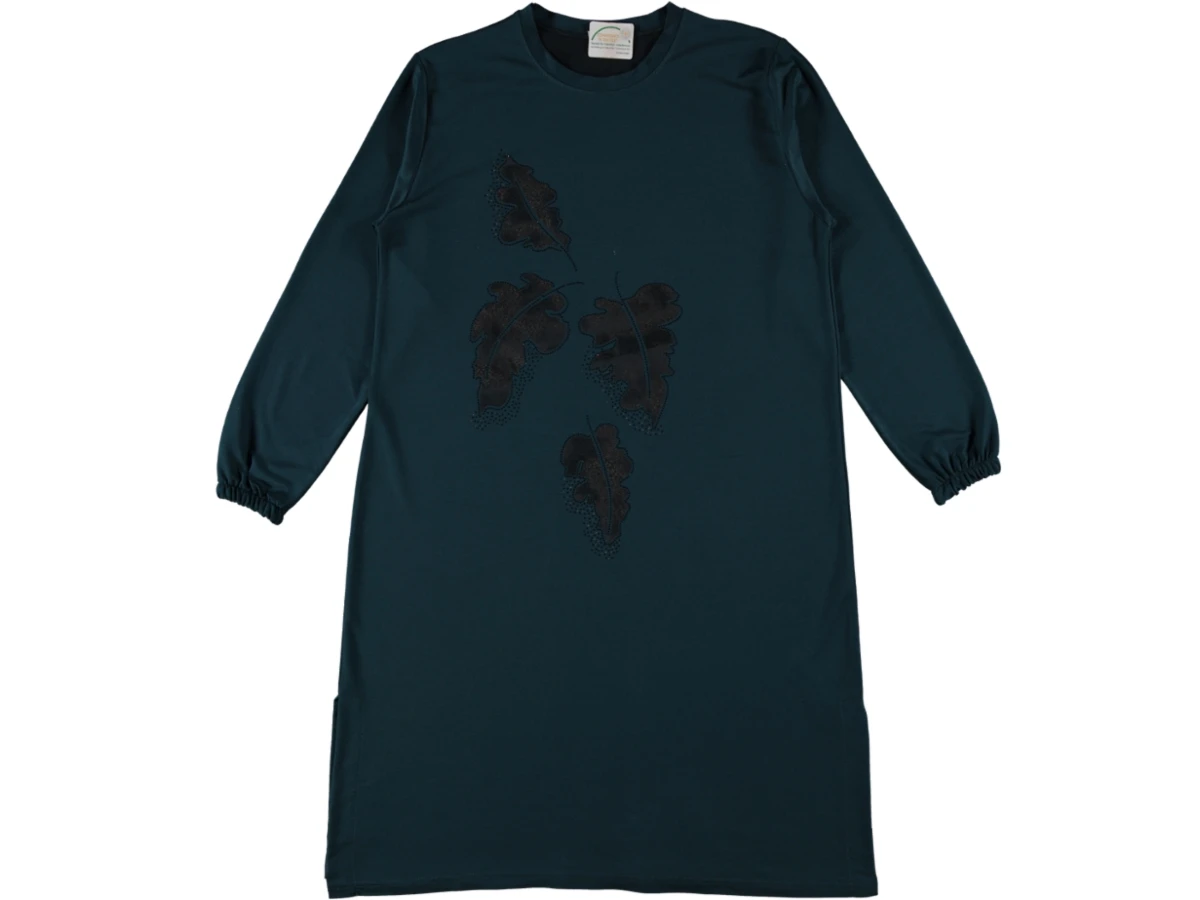 KRİSTAL ÇINAR YAPRAK BASKILI TAŞLI BAYAN TUNİK L/2XL