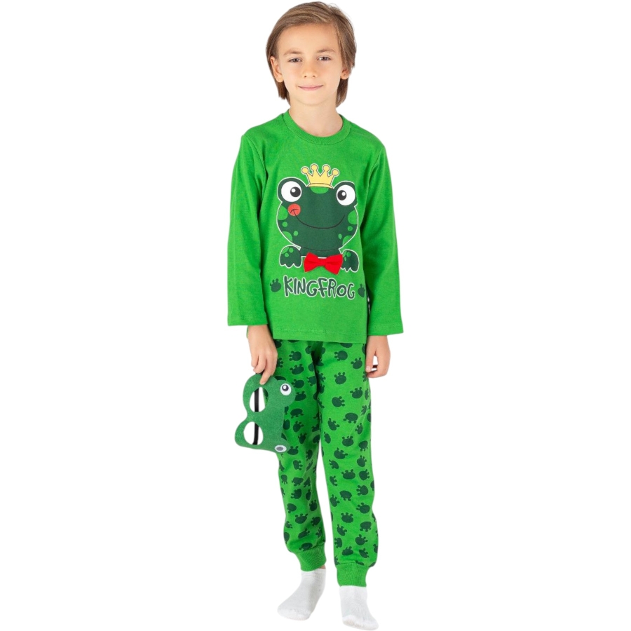 KURBAĞA BASKILI ERKEK PIJAMA TAKIM 7/10 YAŞ
