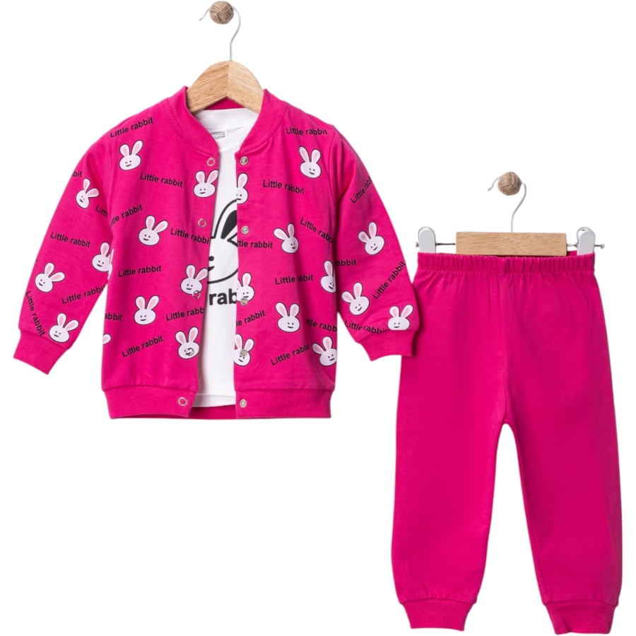 LİTTLE RABBİT BASKILI 2 İPLİK 3 LÜ TAKIM 9 Ay,12 Ay,18 Ay,2Y Kız
