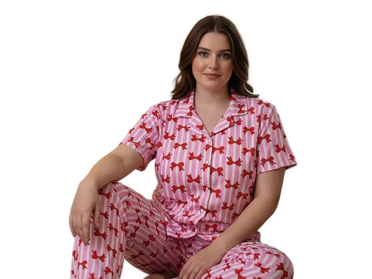 MİLAN BATTAL DÜĞMELİ BAYAN PİJAMA TAKIM 3XL/5XL