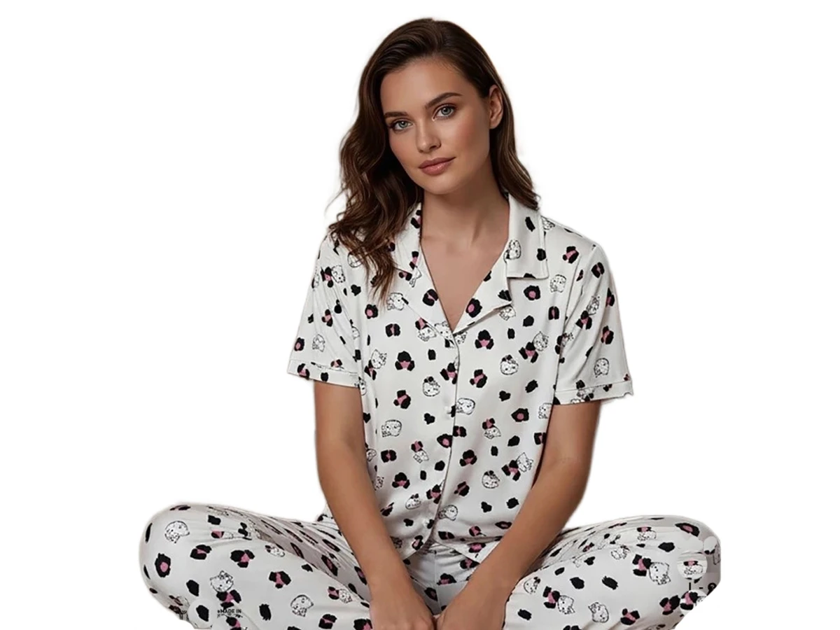 MİLAN DÜĞMELİ KISA KOL BAYAN PİJAMA TAKIM S/2XL