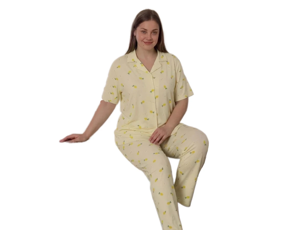 MİLAN GÖMLEK YAKA BATTAL KISA KOL BAYAN TAKIM 3XL/6XL