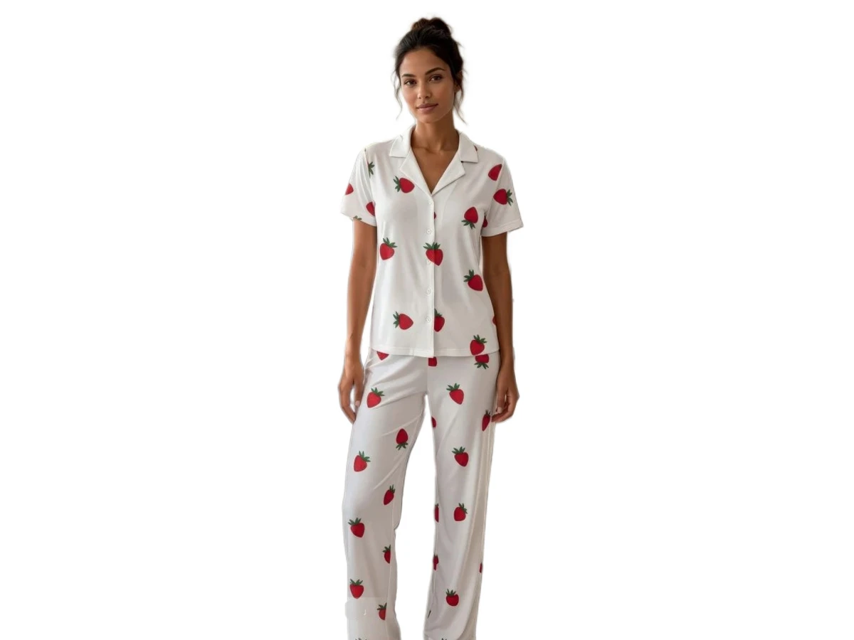 MİLAN GÖMLEK YAKA KISA KOL BAYAN PİJAMA TAKIM M/2XL