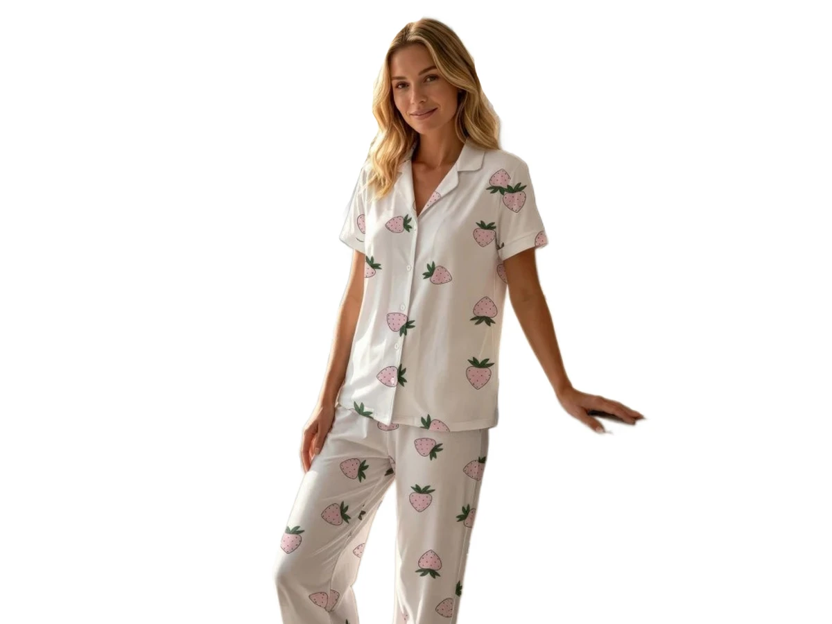 MİLAN GÖMLEK YAKA KISA KOL BAYAN PİJAMA TAKIM M/2XL