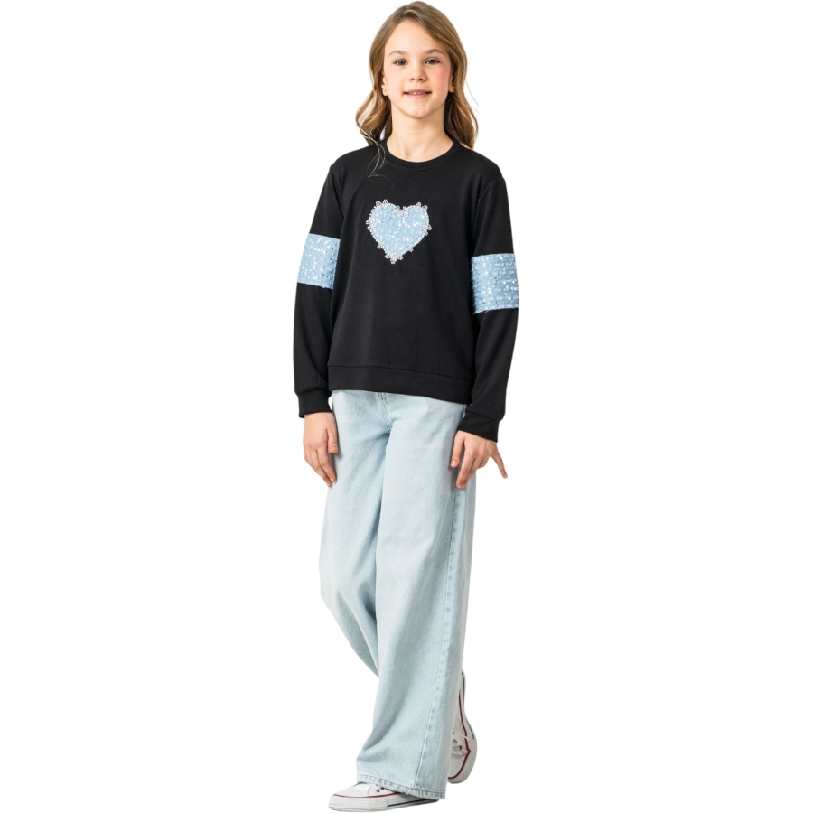İNCİ KALP NAKIŞLI KIZ SWEAT 10/14 YAŞ