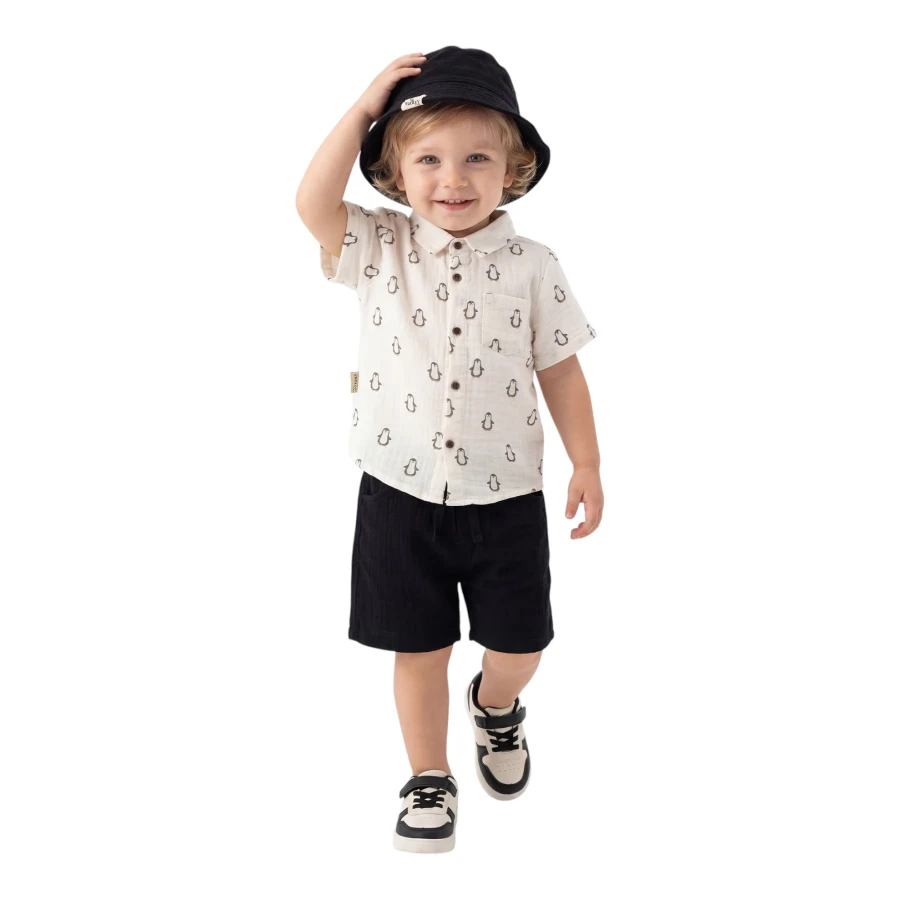 MÜSLİN ŞAP. GÖMLEK TAKIM  12 Ay,2Y,3Y Erkek