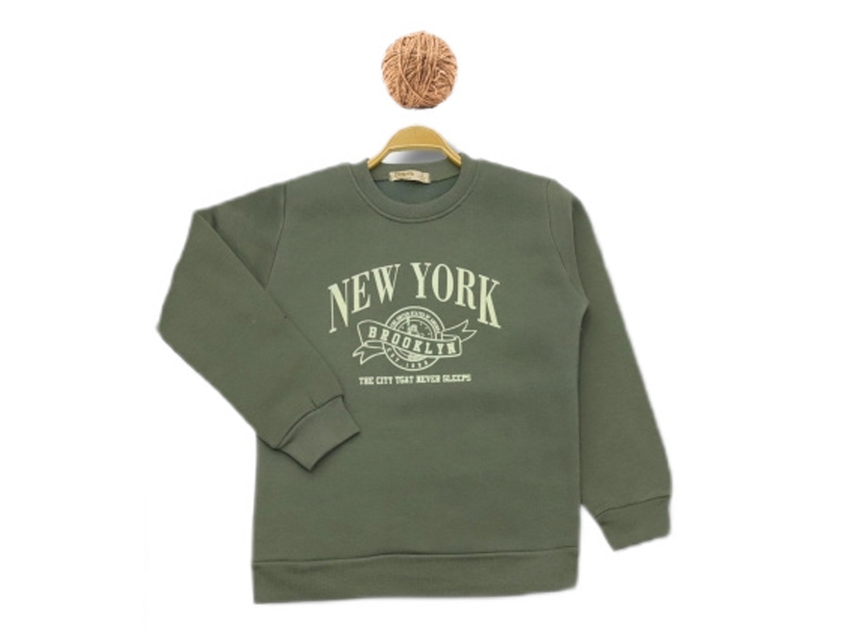 NEWYORK BASKILI ÜÇ İP ERKEK SWEAT 3/7 YAŞ