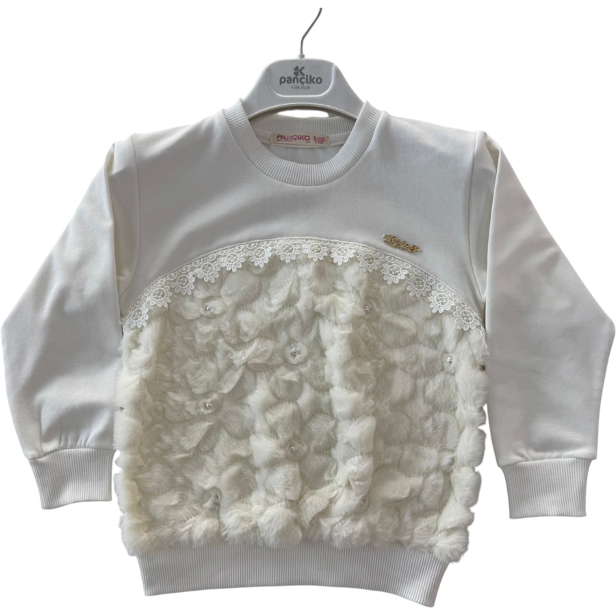 ÖN PELUŞ İNCİLİ İKİ İP KIZ SWEAT 5/8 YAŞ