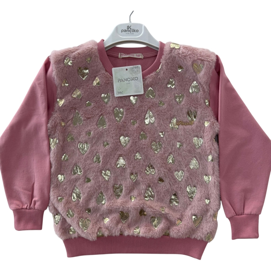 ÖN PELUŞ KALP VARAKLI KIZ SWEAT 5/8 YAŞ